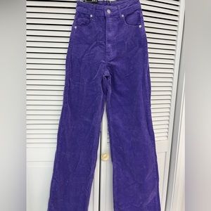 H&M Purple courdoroy wide leg pants size xs NWT